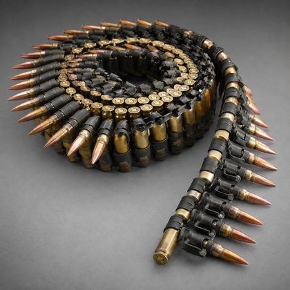 Linked machine gun ammunition belt